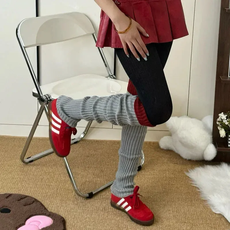 Sohiwoo Vintage Knee-high Socks Angola Red Stocking Covers Leg Protectors Stacked Socks Winter Wear Warm Leggings Gothic Calf Stockings