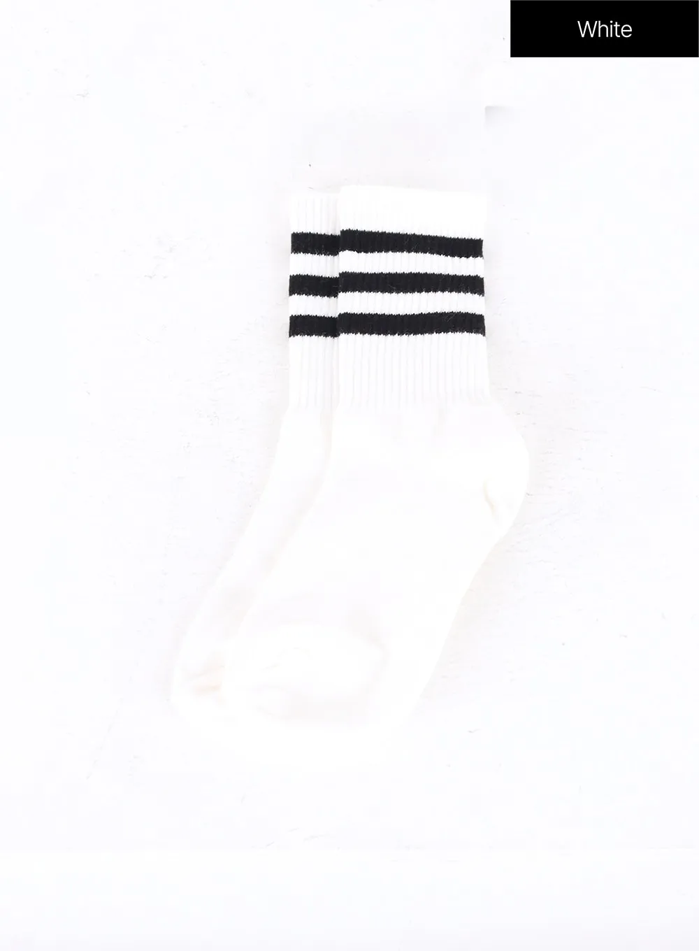 Sporty Striped Cotton Midi Socks IN302