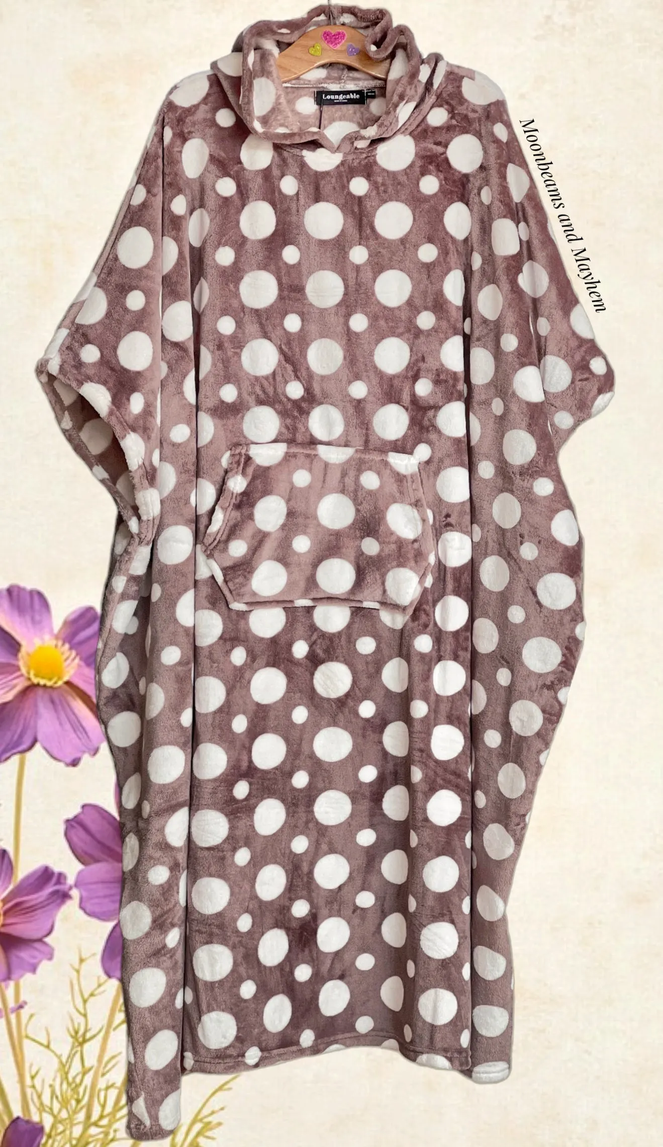 SPOTTY MOCHA GREY LONG SNUGGLE HOODIE