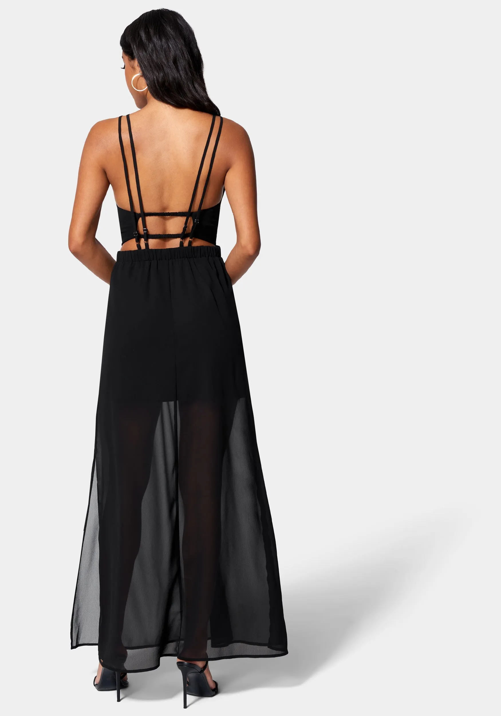 Strappy Back Slit Maxi Dress