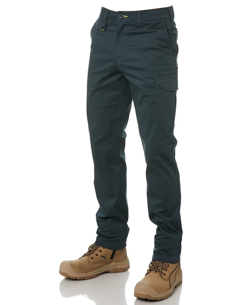 Stretch Cotton Drill Cargo Pants - Green