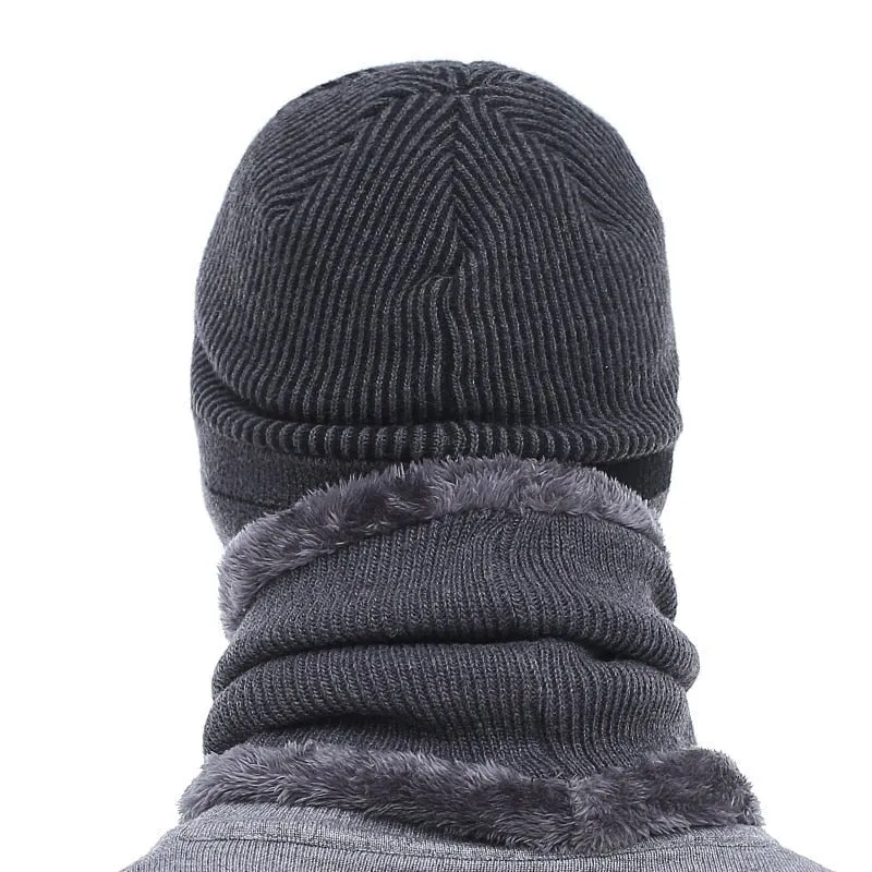 Striped Beanie with Optional Neck Pullover