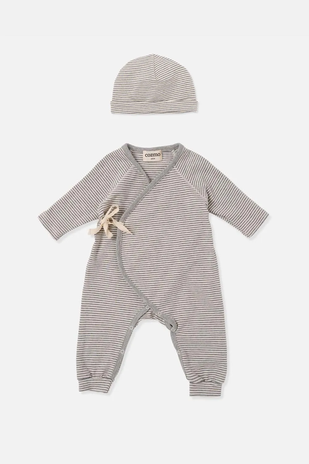 STRIPED NEWBORN ONE-PIECE SET