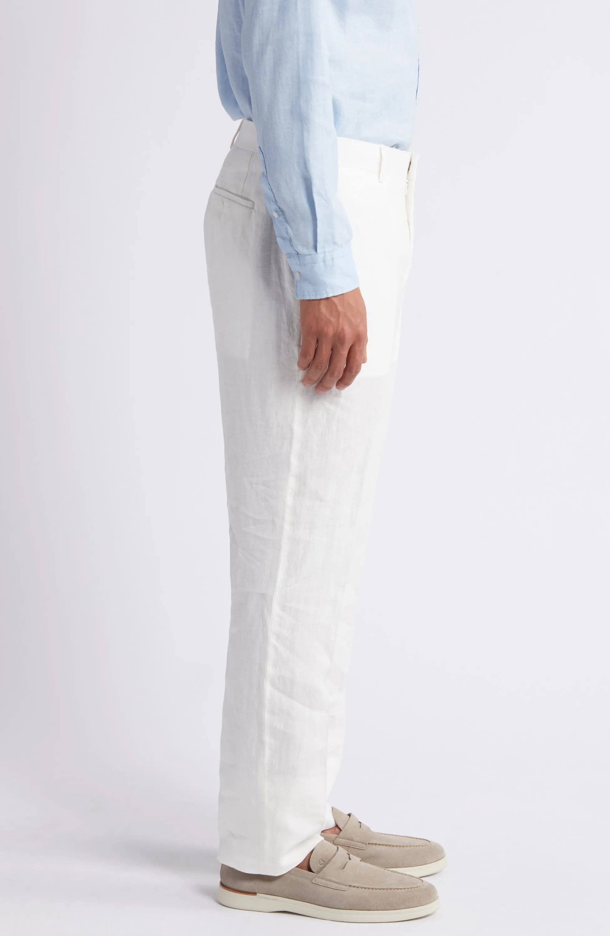 Summer White Linen Casual Men's Pants