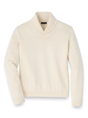 Supima Cotton Shawl Collar Sweater - Ivory