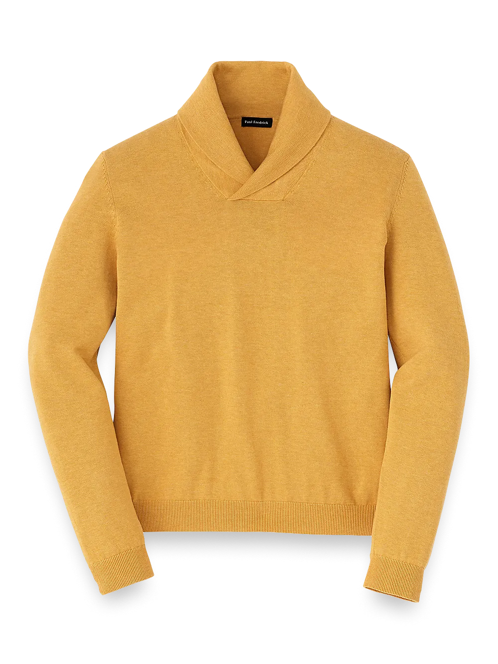 Supima Cotton Shawl Collar Sweater - Mustard