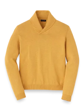 Supima Cotton Shawl Collar Sweater - Mustard