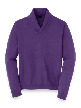 Supima Cotton Shawl Collar Sweater - Purple