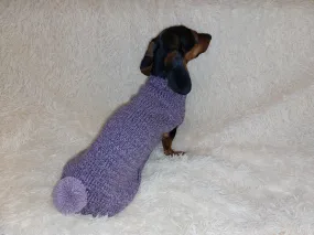 Sweater with pompom for dachshund puppy or small dog knitted of angora wool handmade.