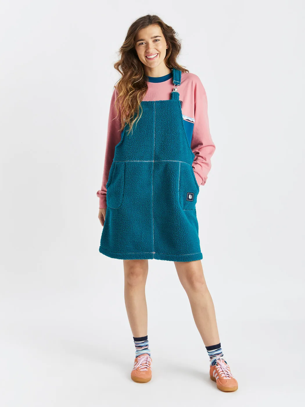 Syd Sherpa Fleece Pinafore Dress