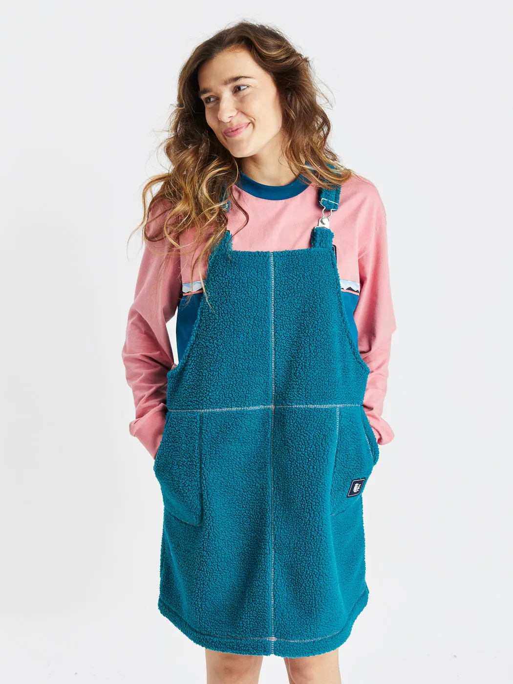 Syd Sherpa Fleece Pinafore Dress