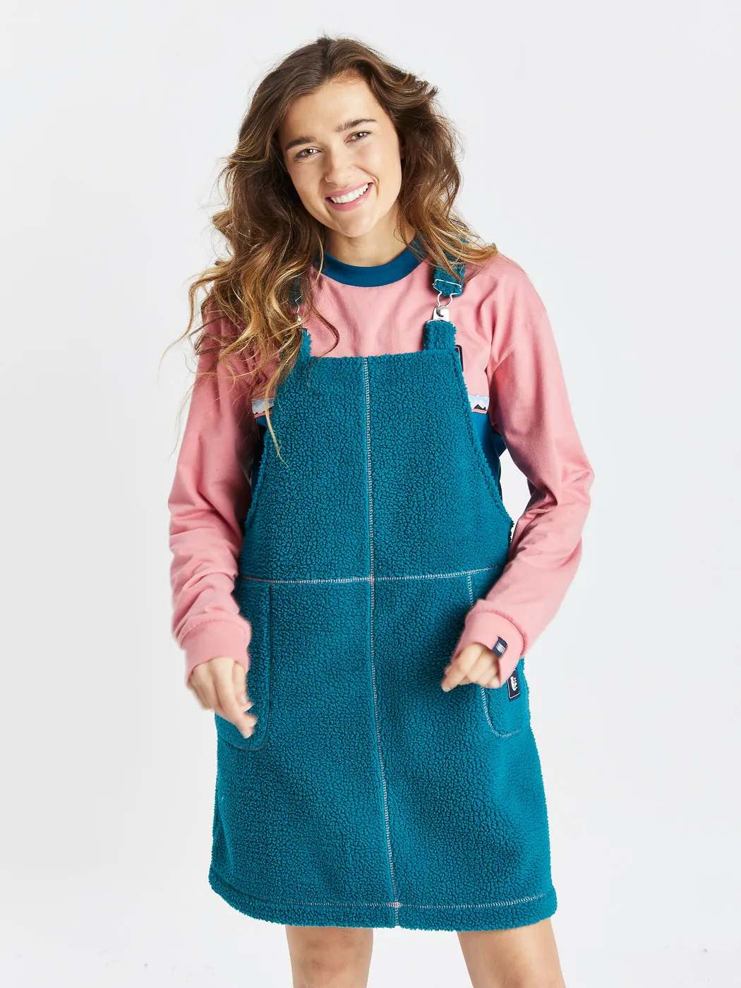 Syd Sherpa Fleece Pinafore Dress