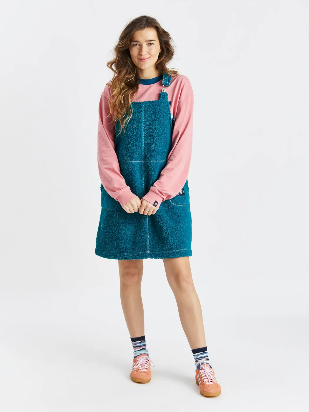 Syd Sherpa Fleece Pinafore Dress