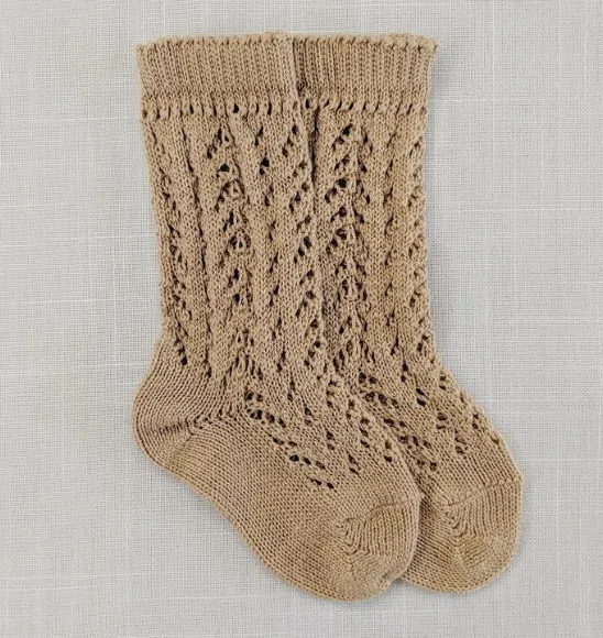 Tan Long Open Lace Socks