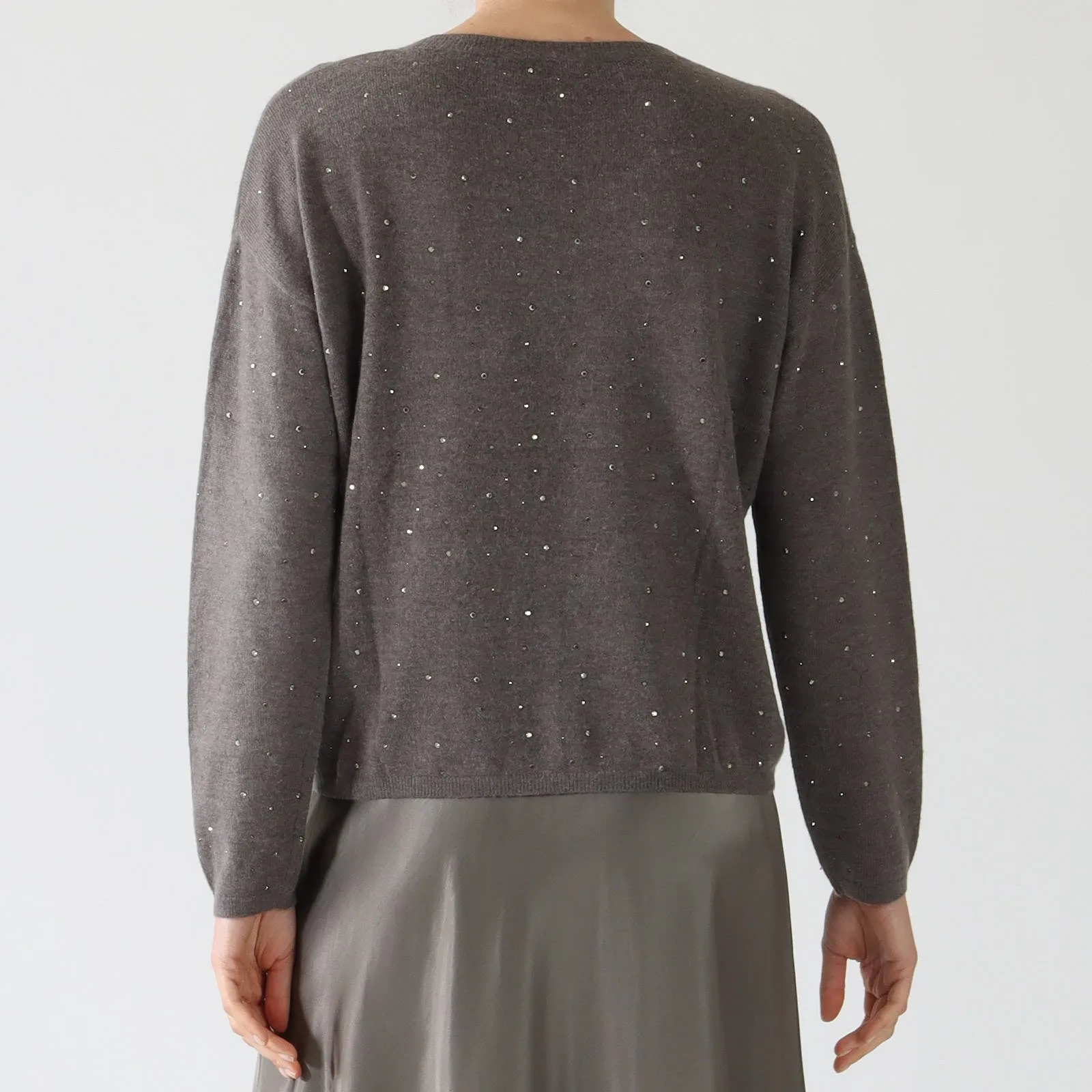 Taupe Rhinestone Sweater