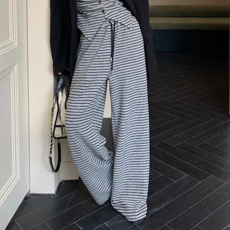 Territory 2024 Spring New High Street Contrast Color Striped Irregular Sexy Camisole Women   Loose Casual Wide Leg Pants Two-piece Suit