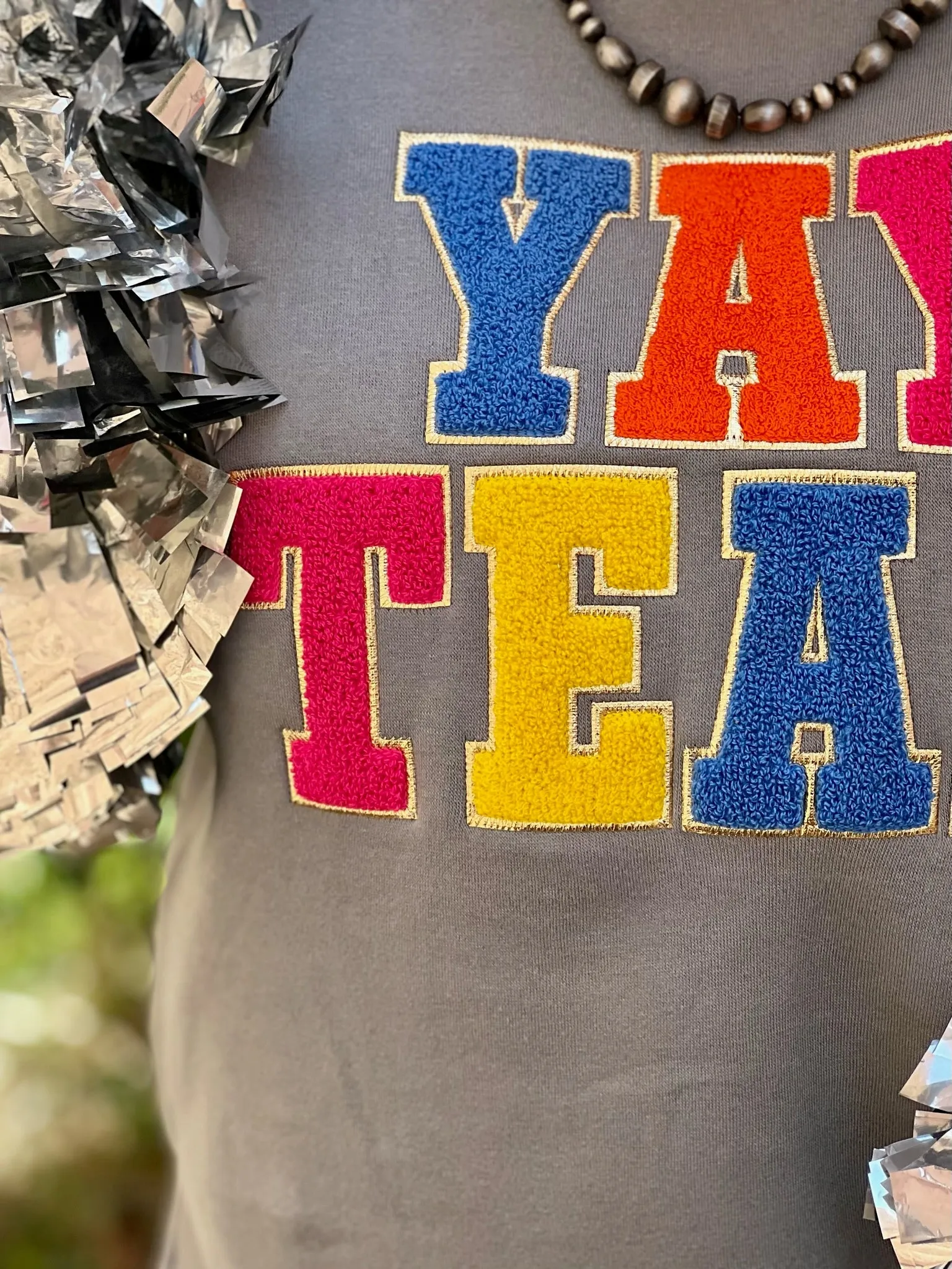 Texas True Threads "Yay Team" Chenille Applique Sweatshirt