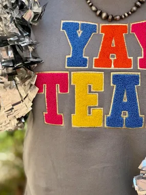 Texas True Threads "Yay Team" Chenille Applique Sweatshirt