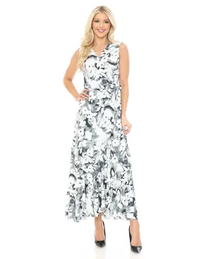 Tie Dye Effect Floral Wrap Maxi Dress