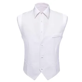 Ties2you Men's Work Vest Ghost White Silk Suit Vest Business Waistcoat