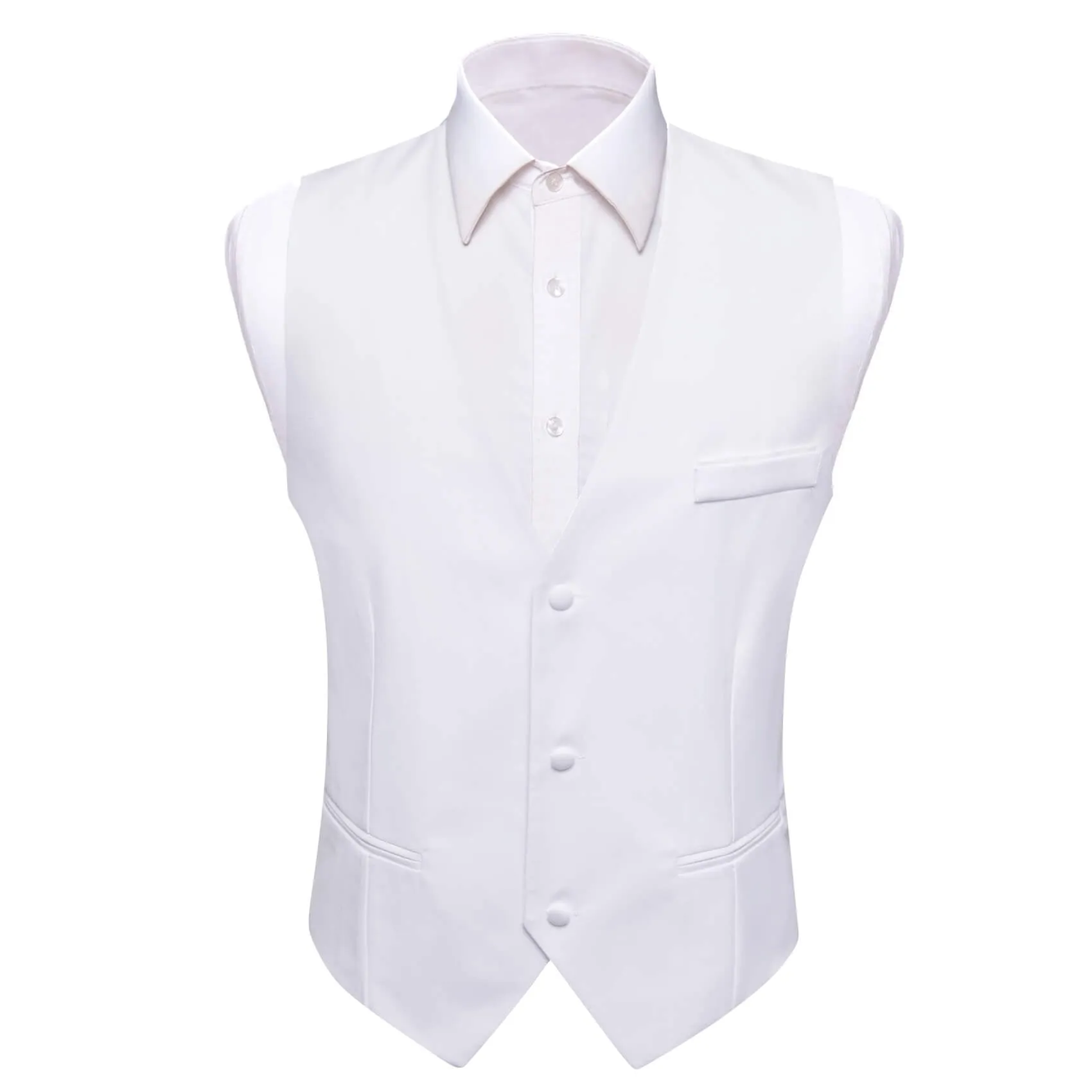 Ties2you Men's Work Vest Ghost White Silk Suit Vest Business Waistcoat