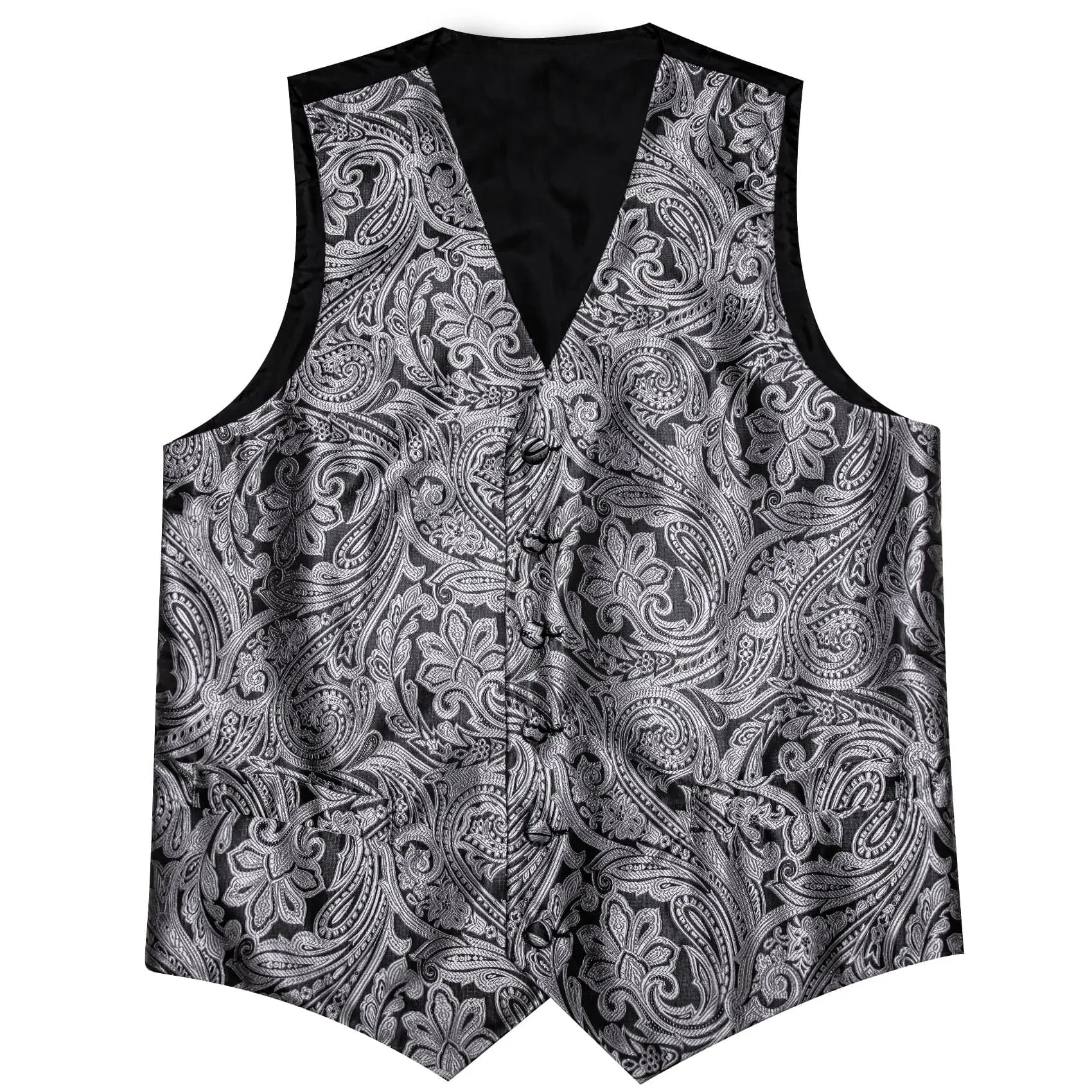 Ties2you Vest for Men Trolley Grey Floral Silk Work Vest Tie Pocket Square Cufflinks Set