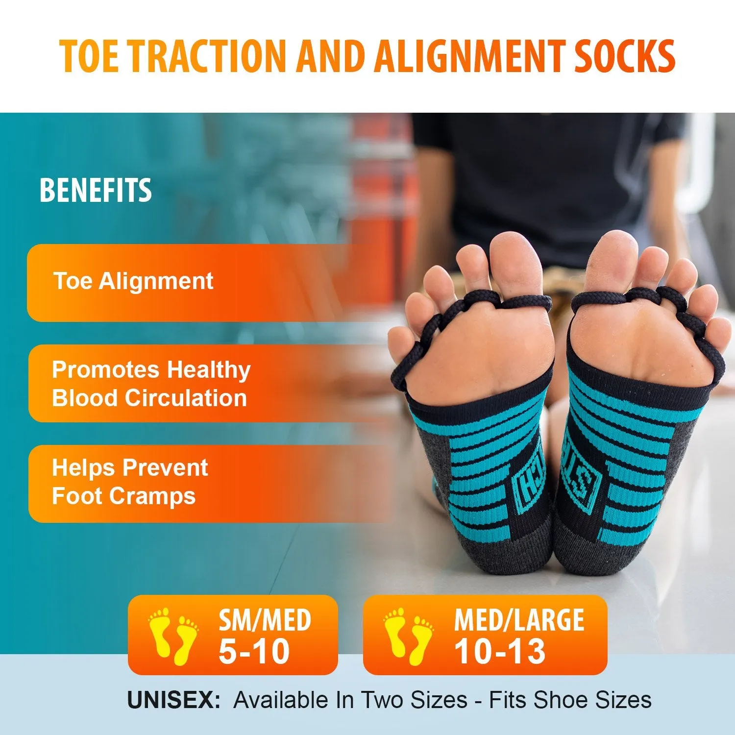 Toe Separator Socks by Stretch; Toe Spacer Foot Alignment Sock for Bunion Relief