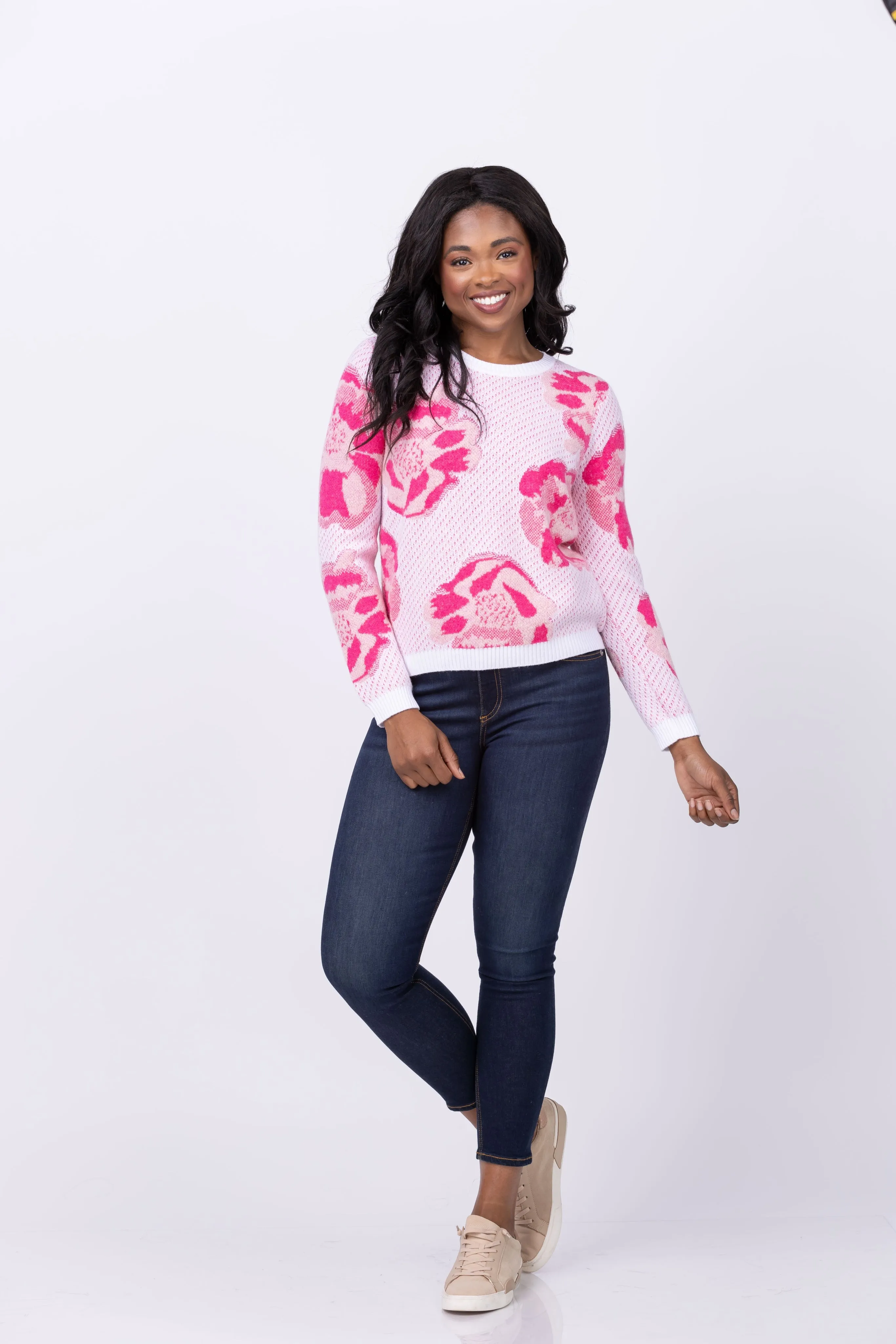 Tyler Boe Rose Birdseye Jacquard Sweater in Coco Pink