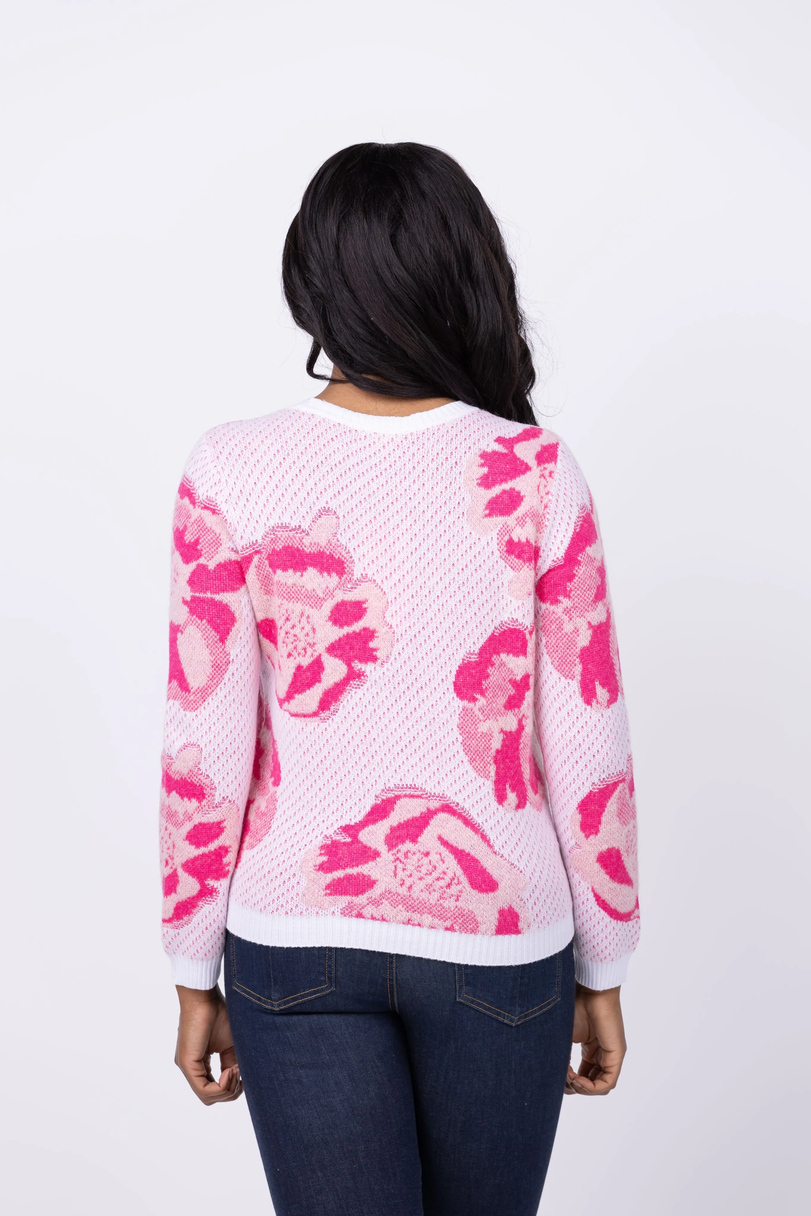 Tyler Boe Rose Birdseye Jacquard Sweater in Coco Pink