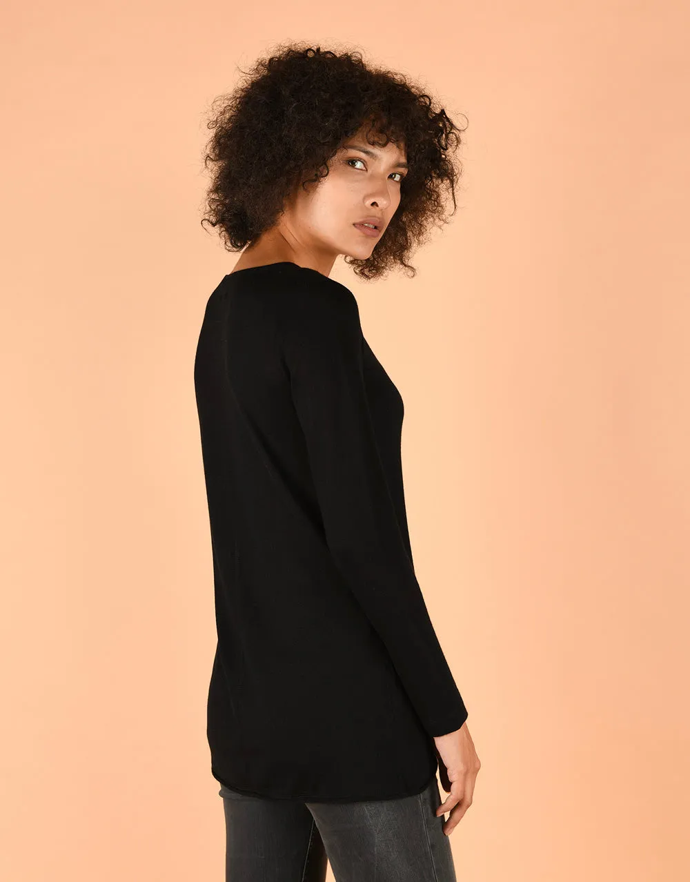 Ultrafine Fitted Sweater in Black