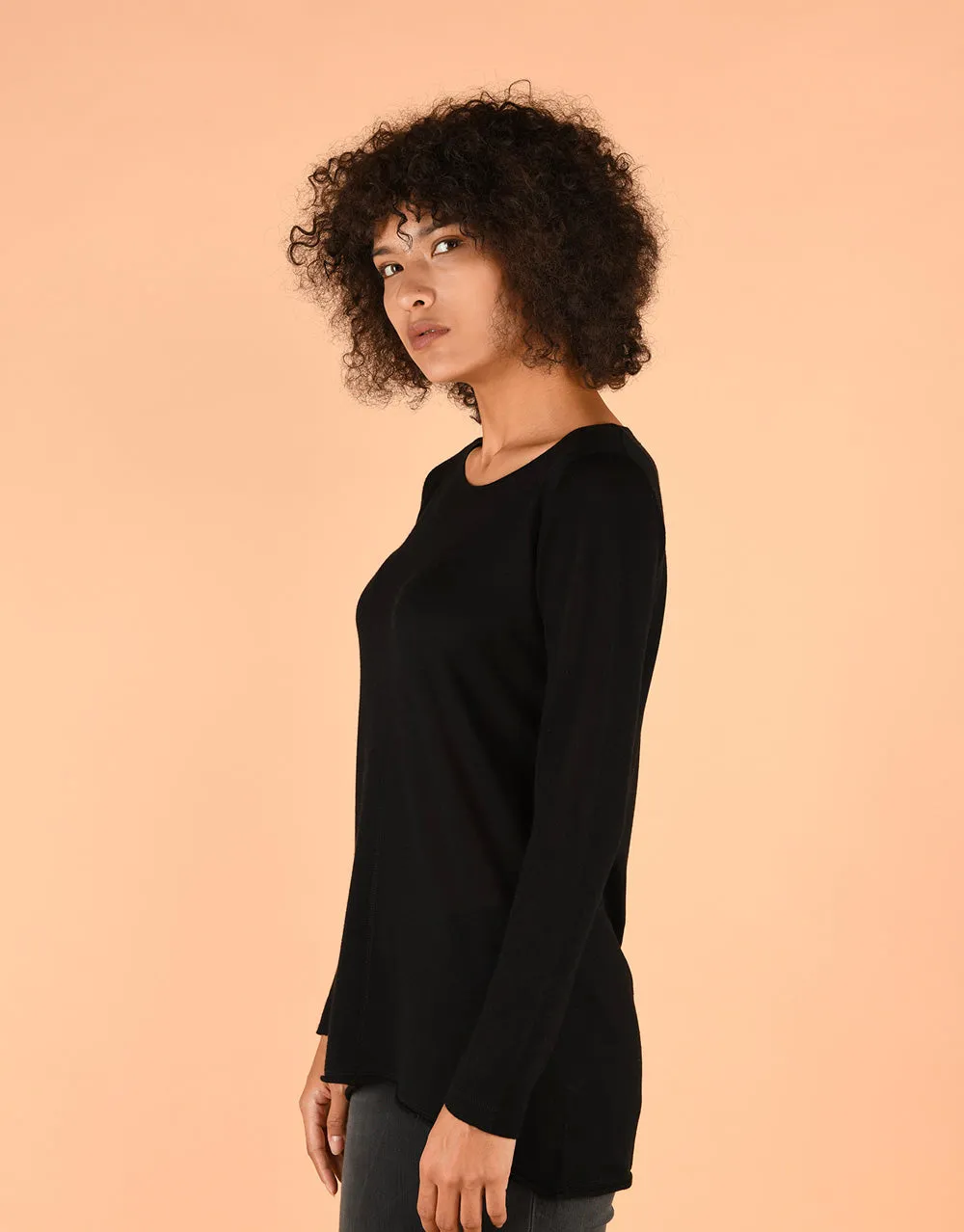 Ultrafine Fitted Sweater in Black