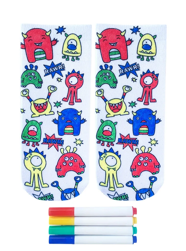 Unisex Monster Bash Coloring Socks