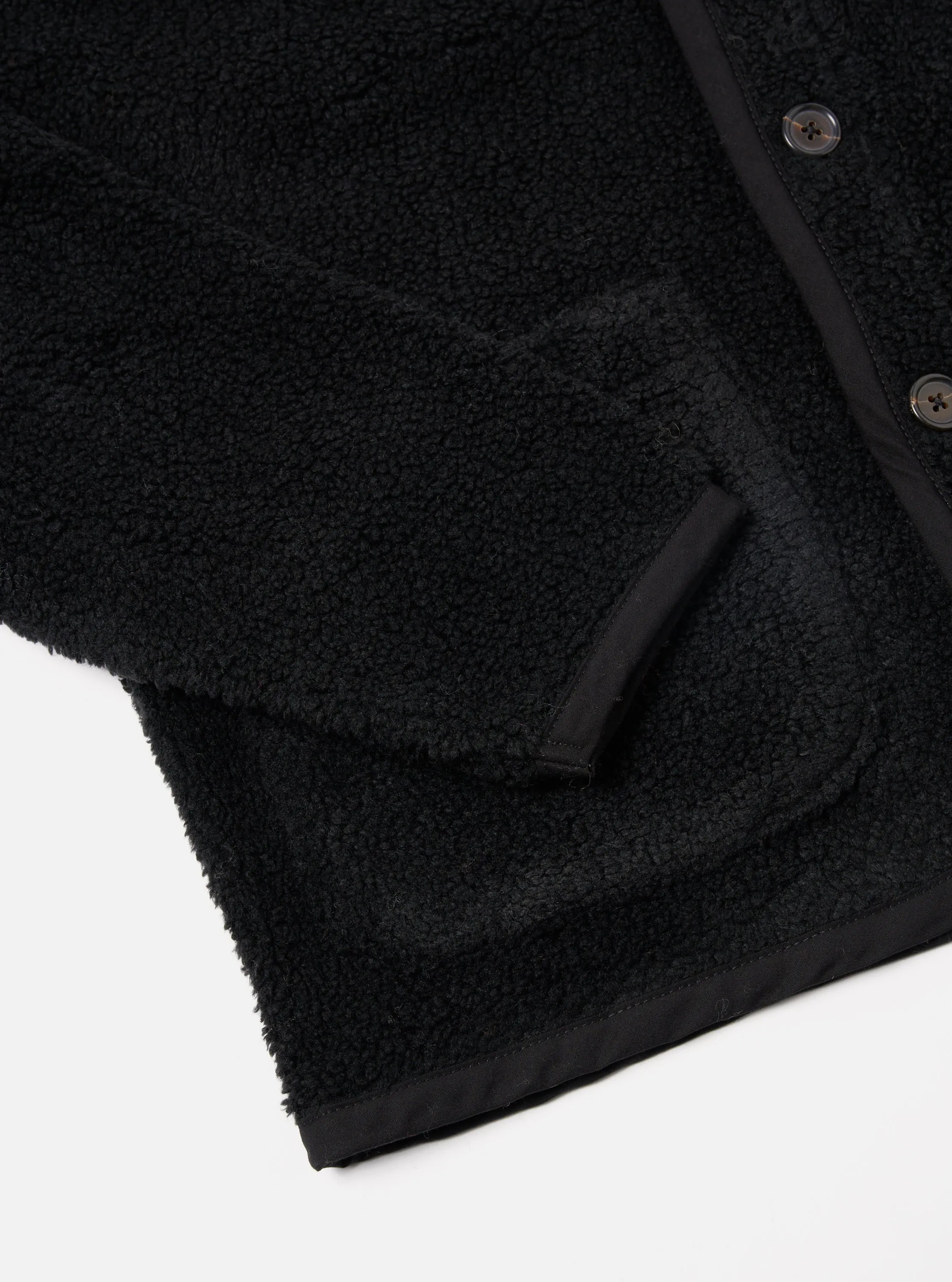 Universal Works Lancaster Jacket in Black Mountain Fleece