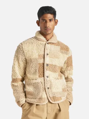 Universal Works Lancaster Jacket in Sand Patchwork Fleece