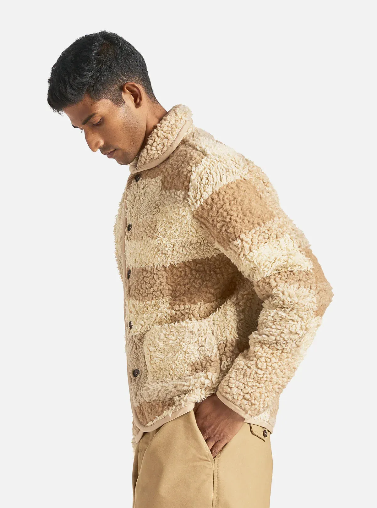 Universal Works Sand Patchwork Fleece Lancaster Jacket