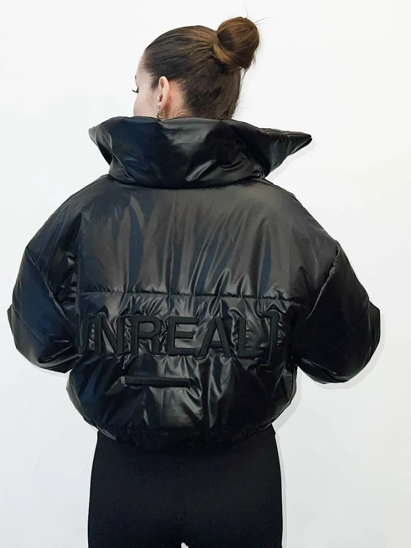 UNREAL Cropped Puffer Jacket black