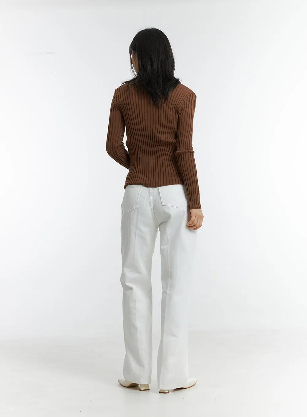 V-Neck Wool Rib Sweater OD315