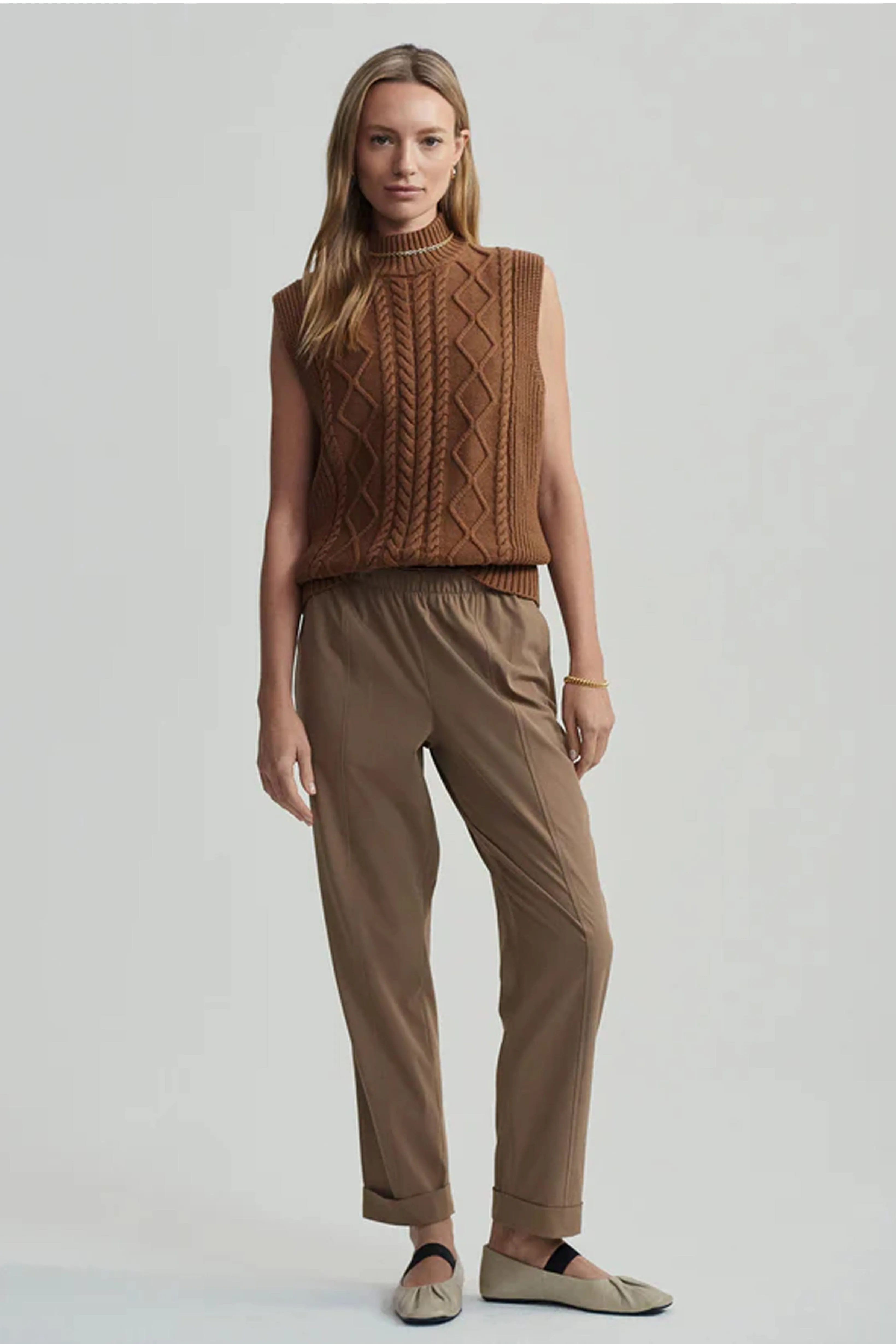 VARLEY | Joilette Roll Neck Vest - Caramel Pecan