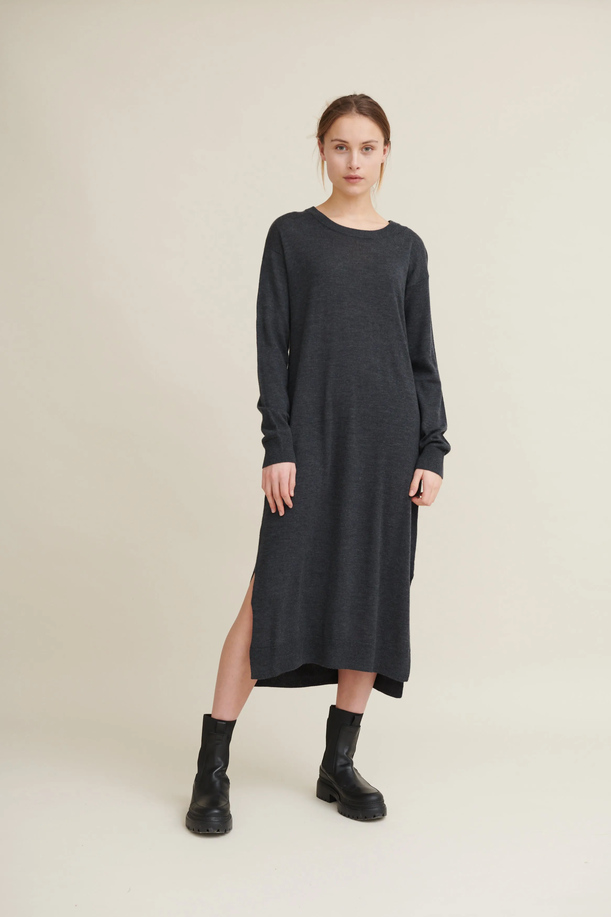 Vera Long Dress - Dark Grey Mel.