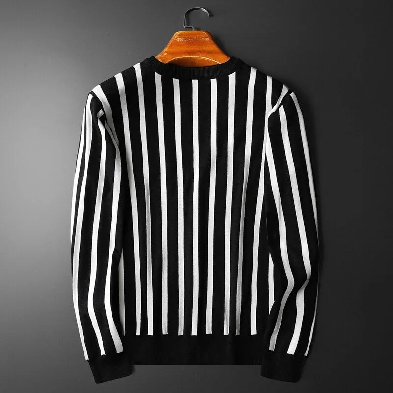 Vertical Stripes with Embroidery Sweatshirt