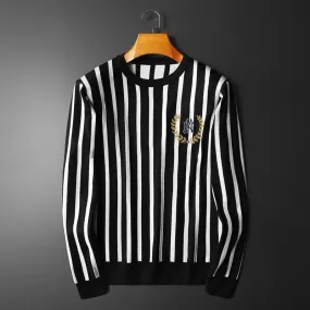 Vertical Stripes with Embroidery Sweatshirt