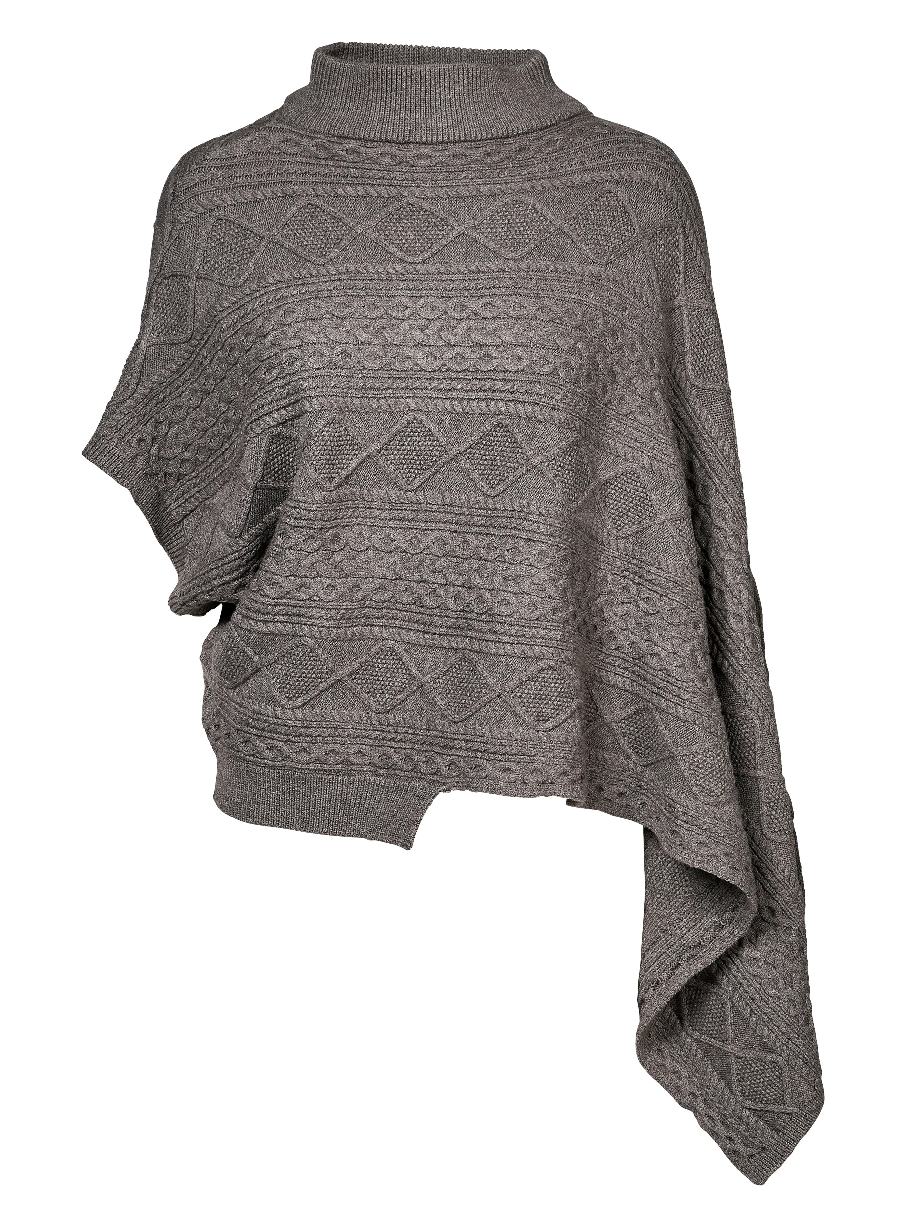 VILNA knit poncho - Statue melange