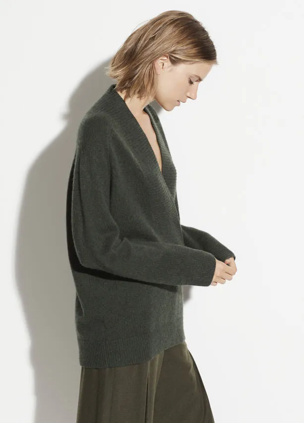 Vince - Ribbed Shawl Collar Tunic in Moss