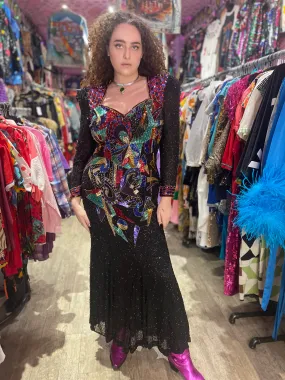 Vintage 80s Sequin Geometric Gown