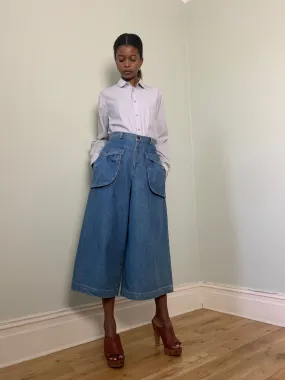 Vintage denim wide leg culottes