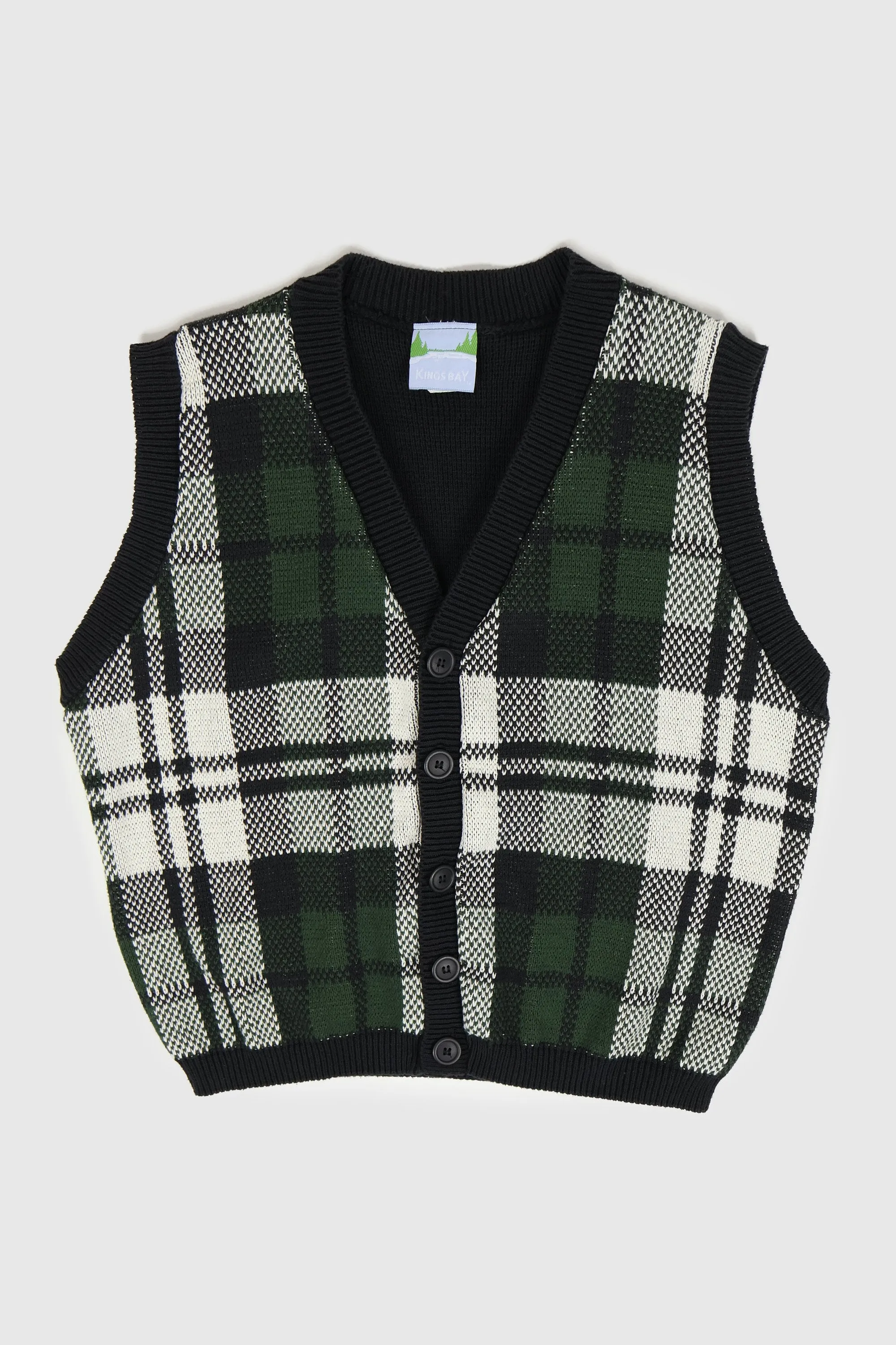 Vintage Green Plaid Sweater Vest