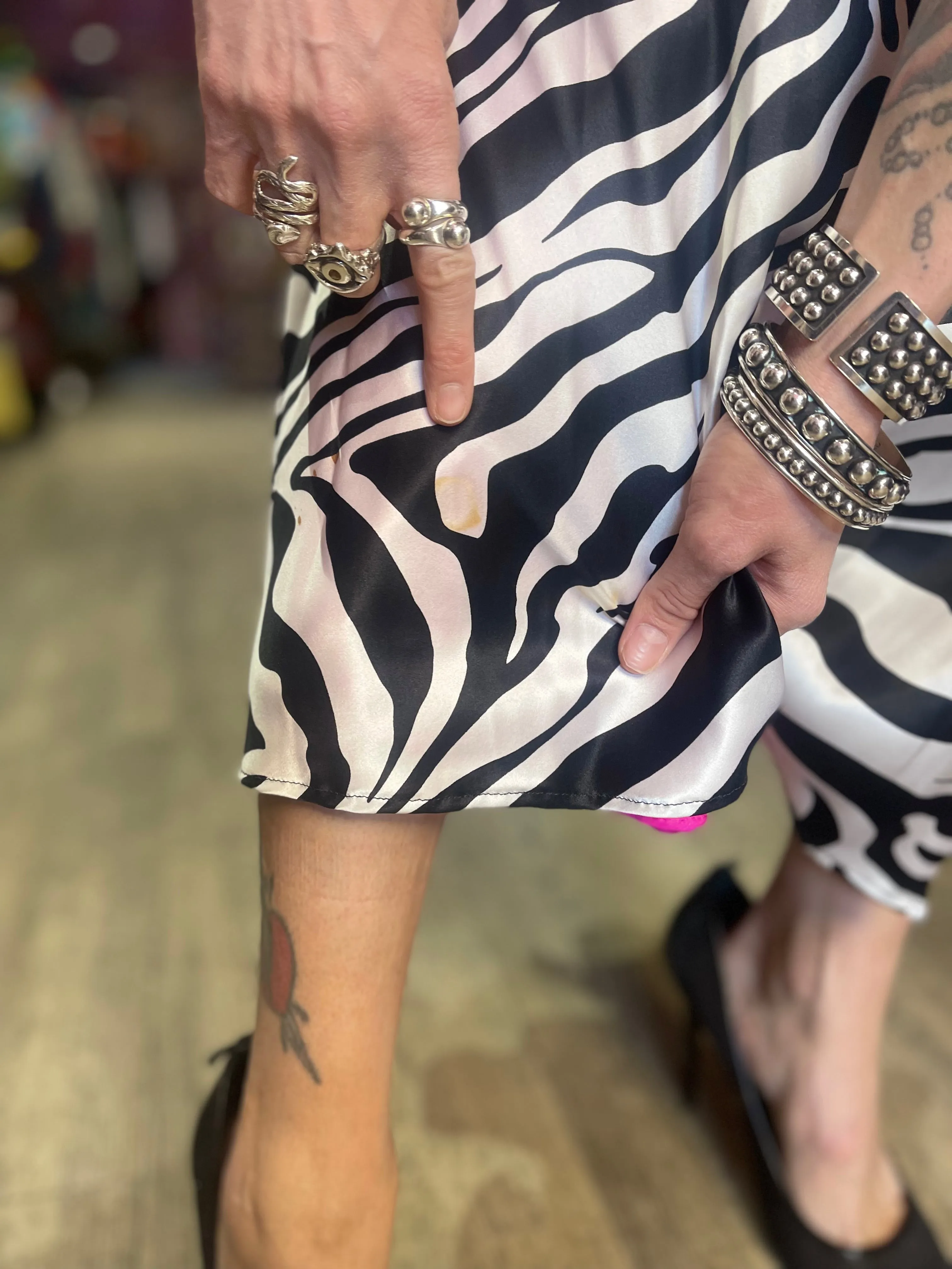 Vintage Y2K Zebra Maxi Prom Dress