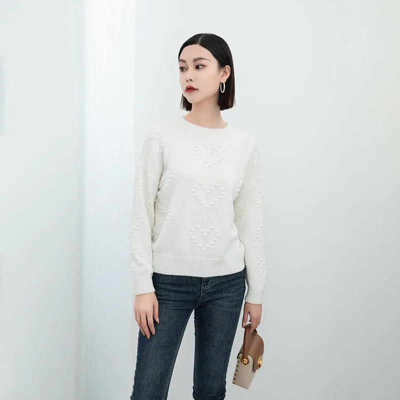 White Jacquard Woolen Sweater