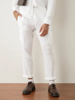 White Plain Cotton Loose Pant