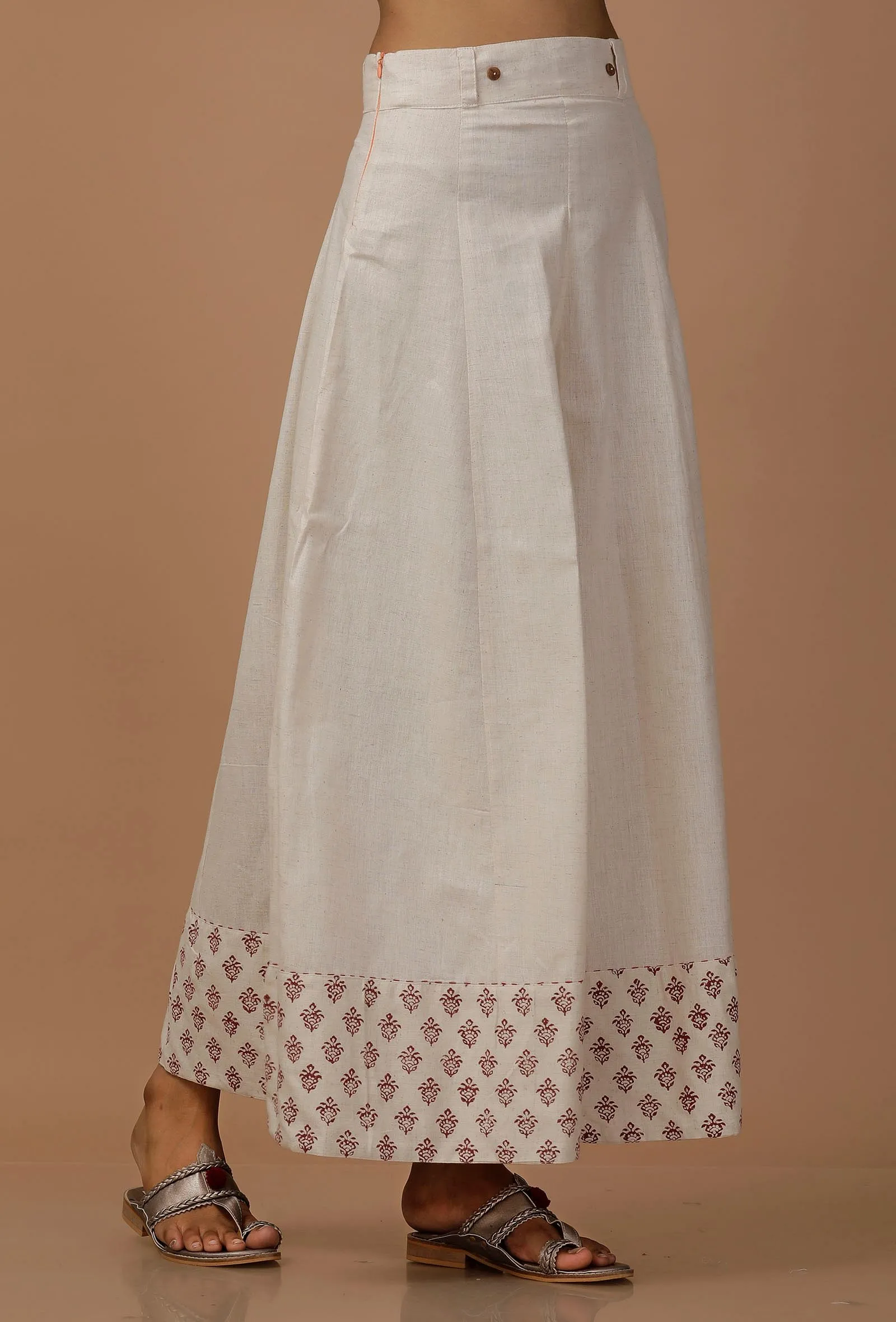 White Pure Hand Block Printed Cotton Culottes